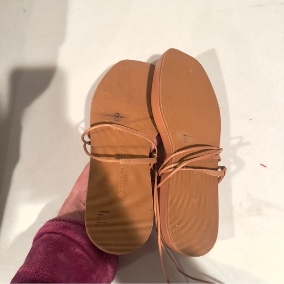 Loeffler Randall Beau Leather Strappy Lace Up Flatform Sandals Tan Size 9 - Picture 7 of 9